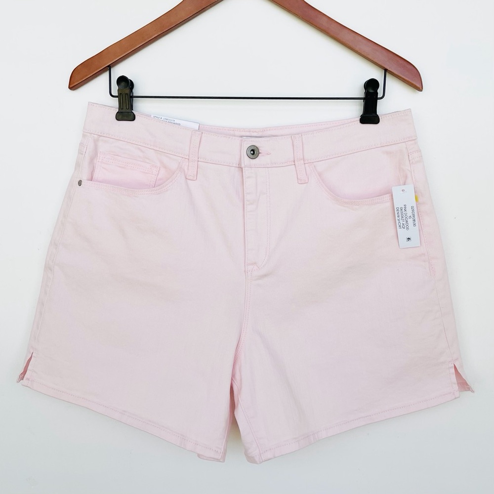 Jessica Simpson Denim High Rise Short Side Slit Relaxed Fit 5” Stretch Pink - Picture 5 of 10
